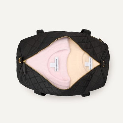 Amazon Essentials Women's Quilted Weekender Duffel Gym Bag with Trolley Sleeve, Black, One Size - color: Black