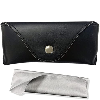 LogHog Portable Leather Glasses Case,Flexible Sunglasses Pouch Slim Case for Women Men Horizontal Eyeglass Case - color: Button - Black