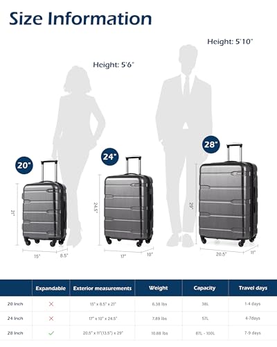Coolife Large Checked Luggage Hardside Suitcase with Spinner Wheels, 28in - color: Charcoal, size: Large Checked(28in)