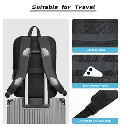 MOSISO Laptop Backpack for Men, Slim Lightweight Compact Computer Backpack - color: Black