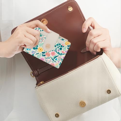 Floral Womens Bifold Wallet,Compact Leather Credit Card Holder - color: Floral