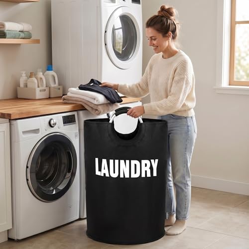 DOKEHOM 160L XX-Large Laundry Basket Bag, Collapsible Tall Hamper, Black - color: Black, size: 160L