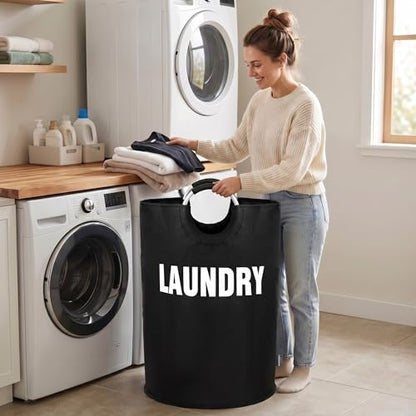 DOKEHOM 160L XX-Large Laundry Basket Bag, Collapsible Tall Hamper, Black - color: Black, size: 160L