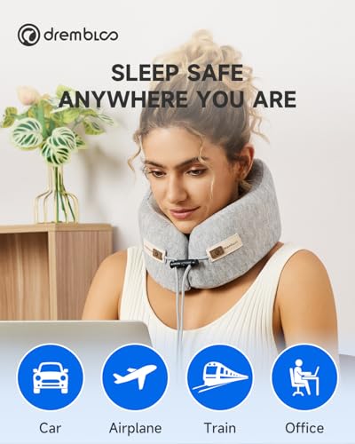Travel Neck Pillow for Airplane, 360° Ergonomic Support for Sleeping - color: Gray