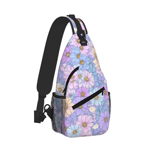 SUPLUCHOM Sling Bag Daisy Flower Pastel Color Hiking Daypack Crossbody Shoulder Backpack Travel Chest Pack for Men Women - color: B0174