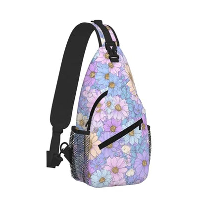SUPLUCHOM Sling Bag Daisy Flower Pastel Color Hiking Daypack Crossbody Shoulder Backpack Travel Chest Pack for Men Women - color: B0174