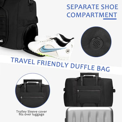 Goloni 65L Foldable Duffle Bag for Travel, Large Durable Travel Duffel Bag - color: All Black, size: 65L