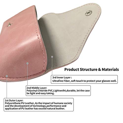 LogHog Portable Leather Glasses Case,Flexible Sunglasses Pouch Slim Case for Women Men Horizontal Eyeglass Case - color: Button -Pink