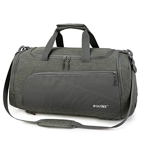G4Free 45L/60L 3-Way Duffle Backpack Gym Bag with Wet Pocket & Shoes Compartment Sports Travel Weekender Overnight Duffel Bag - color: Grey, size: 45l