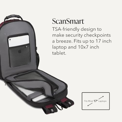 SwissGear Sion Softside Expandable Spinner Luggage Durable Lightweight Travel Suitcase, Merlot, 2-Piece Set (Carry-On/Backpack) - color: Merlot, size: 2-Piece Set (Carry-On/Backpack)