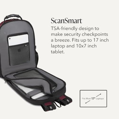 SwissGear Sion Softside Expandable Spinner Luggage Durable Lightweight Travel Suitcase, Merlot, 2-Piece Set (Carry-On/Backpack) - color: Merlot, size: 2-Piece Set (Carry-On/Backpack)
