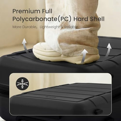 SHOWKOO G-Series Luggage set 3pcs, 100% PC Durable Hardshell Suitcase - color: Black, size: 3-Piece Set (20/24/28in)