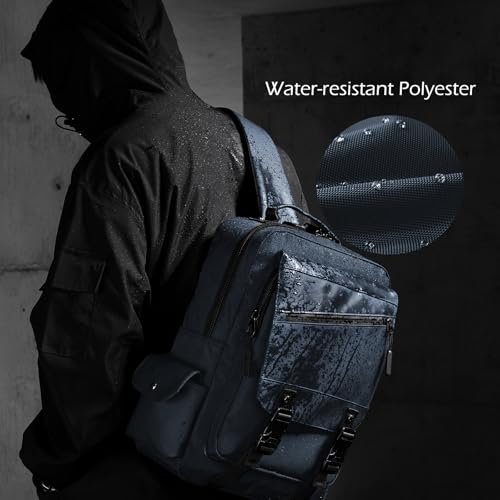 Leaper Crossbody Messenger Bag for Men: 13L Multi-pocket Satchel Sling Bags - color: Dark Blue