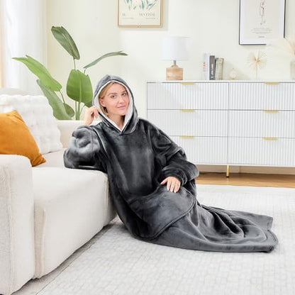 Moinlizy Oversized Wearable Blanket Hoodie for Women Men - color: Dark Grey