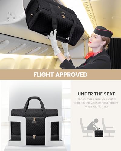 LOVEVOOK Travel Duffle Bag, Carry On Weekender Overnight Bag Hospital Bag with Toiletry & Wet Pocket, 3pc Set - color: Classic Black, size: Large With Shoe Compartment-50L