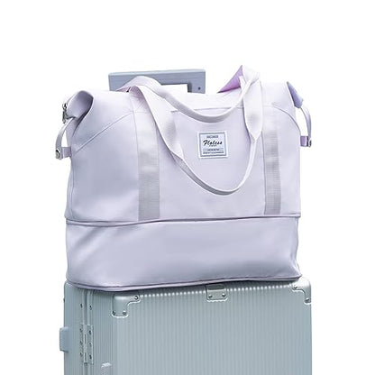 Travel Duffle Bags for Women Overnight Tote Bag Carry On Personal Item - color: A110-purple-expandable, size: X-large
