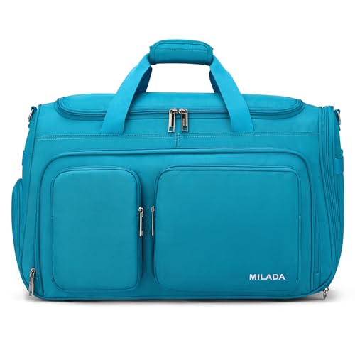 MILADA Carry On Luggage Bags for Travel Foldable Personal Item Travel Bag - color: Caribbean Blue, size: Carry On 21.5 inch