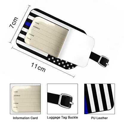 American Flag Suitcase ID Tag Identifiers White Blue Line Black White Stripes Leather Luggage Tags Travel Bag Tag Fully Bendable Baggage Labels, 1 Pack