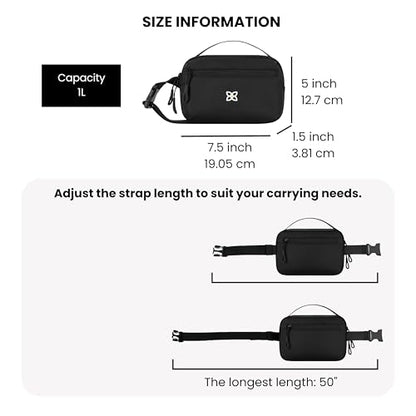 Sherpani Hyk, Small Sling Bag, Lightweight Travel Fanny Pack - color: Raven Classic