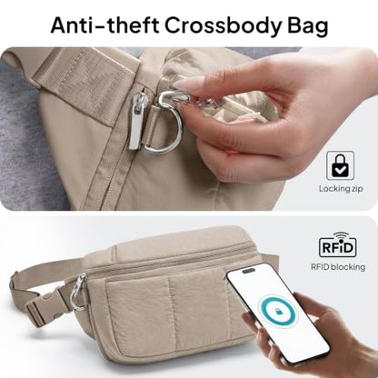 TOPEAST 3.5L Fanny Pack for Women Taupe Waist Pack with Water Bottle Holder - color: Taupe