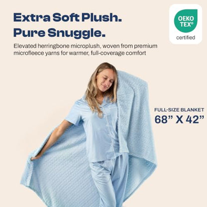 EverSnug Travel Blanket & Pillow 68x42 - Premium Ultra-Soft Microfleece 2 in 1 Compact & Packable Flight Blanket with Soft Bag Pillowcase, Hand Luggage Sleeve and Backpack Clip (Ice Blue) - color: Ice Blue