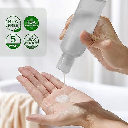Travel Bottles for Toiletries, 3.4 oz Travel Size Containers, 5pcs, Clear - color: Clear-1