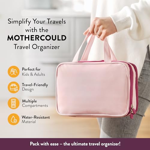 Mothercould Small Kids Travel Organizer, Hanging Bag With Hook, Pink - color: Pink, size: Small