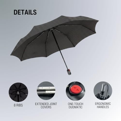 Knirps T.200 Automatic Travel Umbrella for Rain, Chain Black - color: Chain Black
