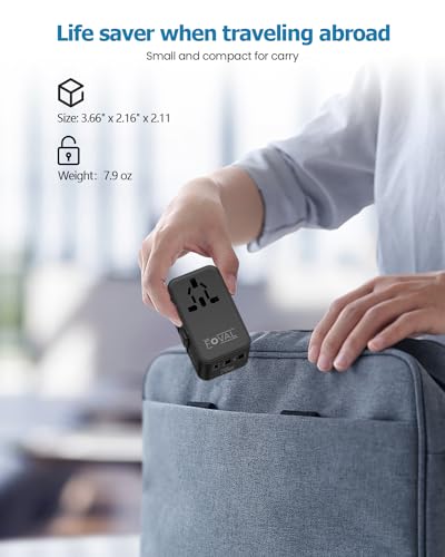 FOVAL 유럽 여행용 플러그 어댑터, 접이식 USB C 케이블이 있는 범용 여행용 어댑터, 유럽 이탈리아 영국 미국 AUS (70W) 용 올인원 국제 전원 어댑터 - size: 70W
