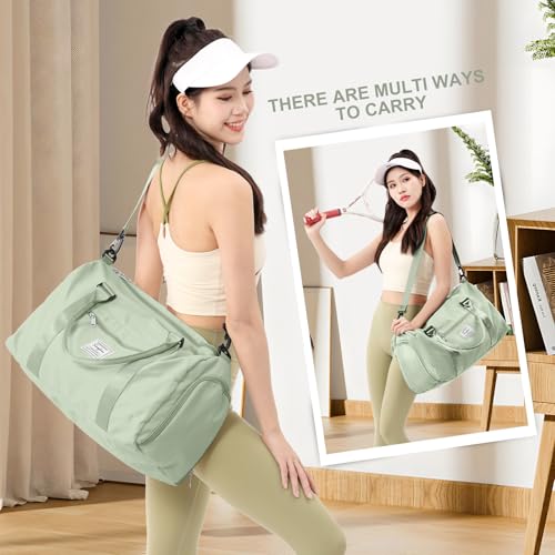 Gym Bag Womens with Shoes Compartment Travel Duffel Bag Grass Green - color: B18-Grass Green+Toiletry Bag