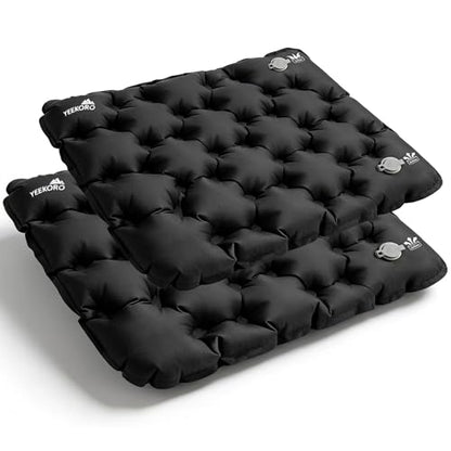 Inflatable Seat Cushion, Lightweight Waterproof Stadium Seat Pads - color: Black(2 Pack)