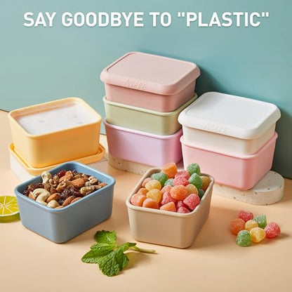 ISSEVE 4Pack 8oz Silicone Snack Containers for Kids with Lids, Reusable - size: 8oz-4pack