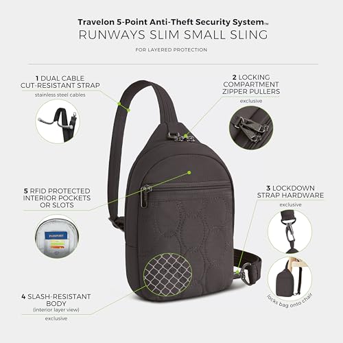 Travelon Anti-Theft Runways Small Sling - color: Smoke