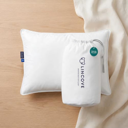 Lincove Canadian Down Feather Travel Pillow - Luxury Pillows to Support Head, Neck, While Sleeping on Airplanes, Cars, Hotels & Home - Comfortable Vacation Sleeping Essential, 13"x18" - style: 13"x18" 1 Pack