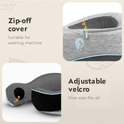 Neck Pillow Airplane - Travel Pillow - Comfortable and Ergonomic Memory Foam - Airplane Pillow with 360° Head & Neck Support - Grey - color: Grey