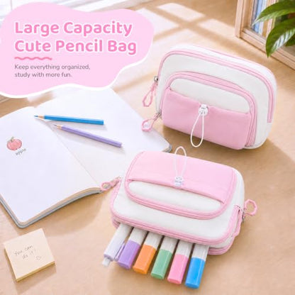 DIGOBAY Backpack for Girls, 5PCS School Bookbag with Lunch Box Pencil Case - color: Pink