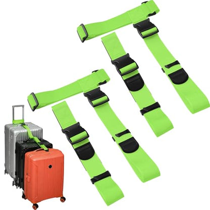 BILIONE 4 Pack Luggage Connector Straps,Connect 3 Suitcases ＆ Add A Bag - color: Green, size: 4 Pack