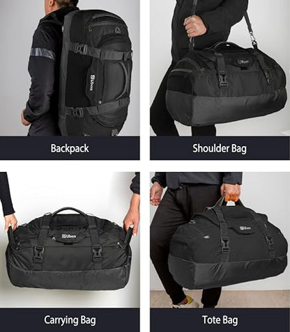 Ubon Convertible Duffel Backpack Weekender Gym Bag with Shoe Compartment - color: Black, size: 65L