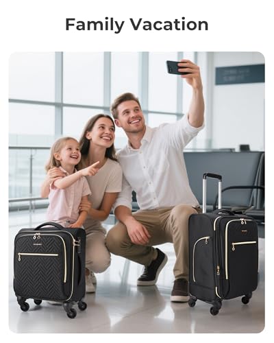 BAGSMART 20" Softside Expandable Spinner Carry-On, Airline Approved (Black) - color: Black