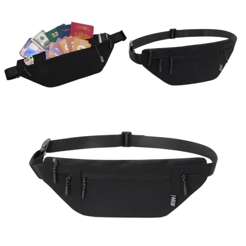 Money Belt for Travel RFID Blocking Passport Holder (black) - color: black