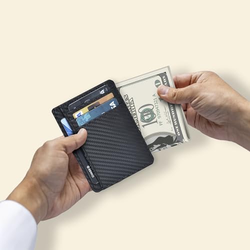 RFID Blocking Genuine Slim Leather Wallet - Card Holder Gift for Men Idea - color: Jet Black