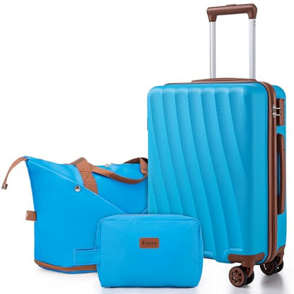 Eeeza Carry on Luggage Sets,SkyBlue (20"/DB/TB) - color: Sky Blue, size: 3 Piece Sets (20/DB/TB)