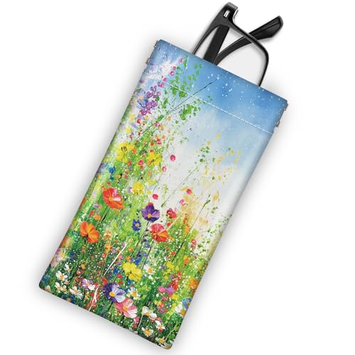 Soft Glasses Case for Sunglasses Eyeglass Slim Pouch - color: Floral