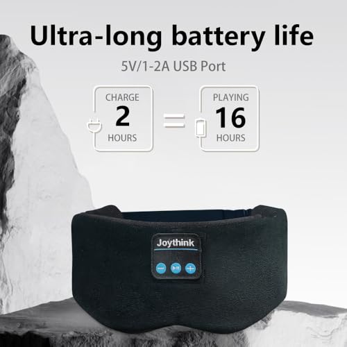 Joythink Weighted Eye Masks Bluetooth Sleep Mask Headphones Silk Wireless Bluetooth Headband for Side Sleepers Blackout for Airplane Travel Men Women Black - color: Black