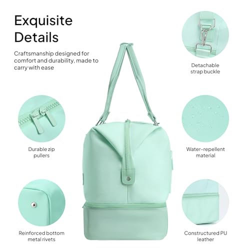 TOPEAST Travel Duffle Bag, Weekender Bags for Women with Shoe Compartment - color: Green