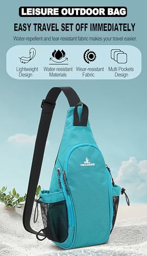 Peicees Small Sling Bag Backpack Crossbody Gym Bag Chest Daypack - color: Sky Blue
