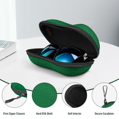 FINTIE Sunglasses Case, Hard EVA Shell Shockproof Sport Glasses Case - color: Midnight Green