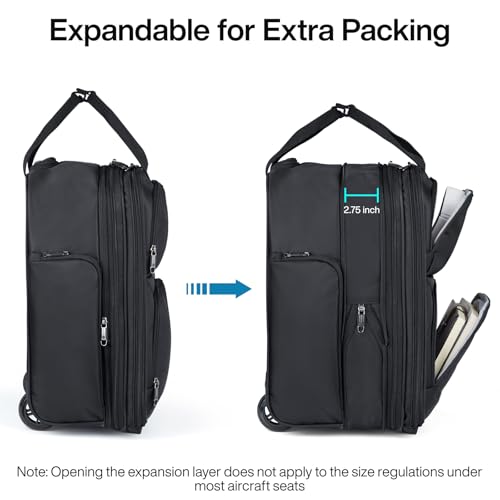 Hanke 16 Inch Expandable Carry on Luggage with 2 Wheels Airline Approved - color: Black, size: 16 Inch EXT