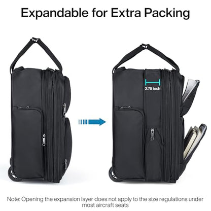 Hanke 16 Inch Expandable Carry on Luggage with 2 Wheels Airline Approved - color: Black, size: 16 Inch EXT