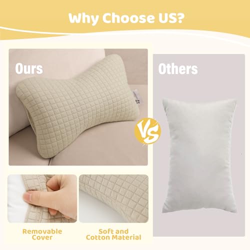 vocheer Small Pillow with Removable Cover, 11"x 7" Tiny Travel Pillow 1 PC - color: Dark Beige-1pc